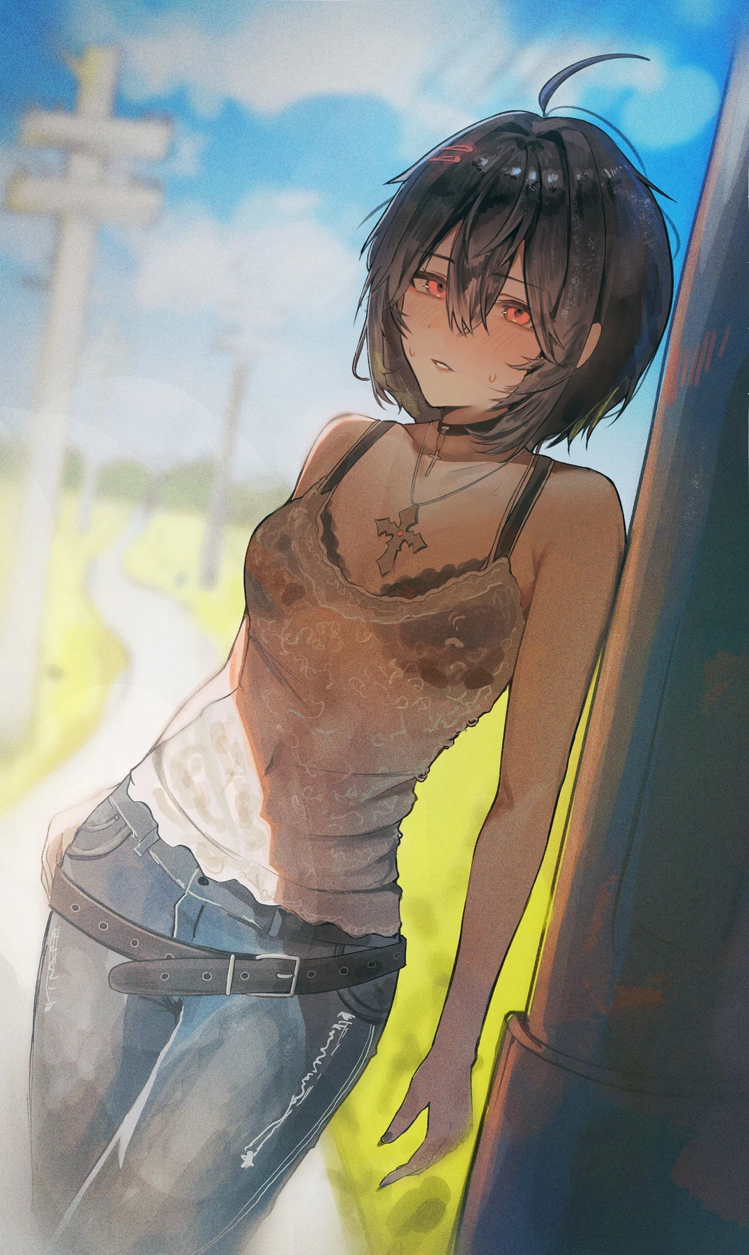 Dark-haired character standing by a sunlit window