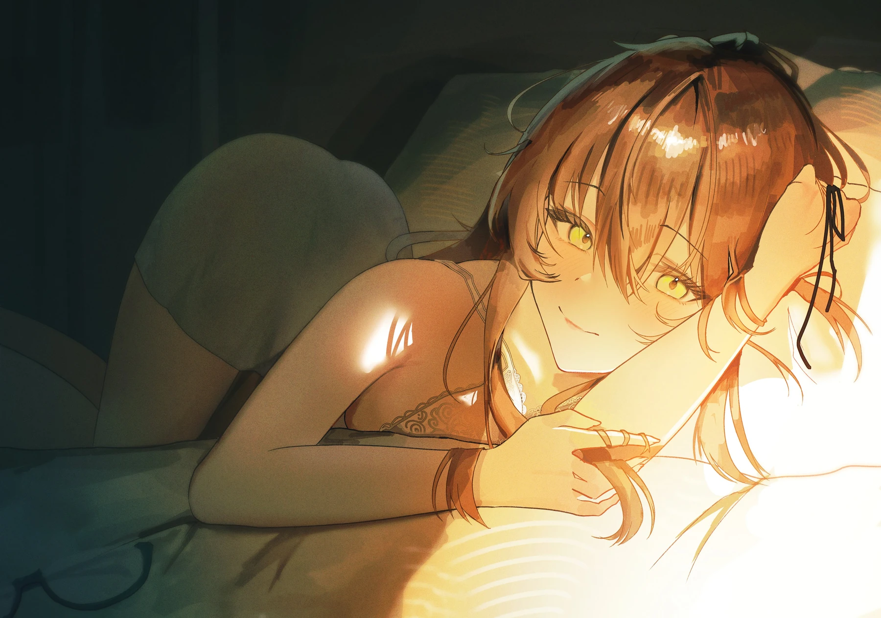 Character resting in warm golden light